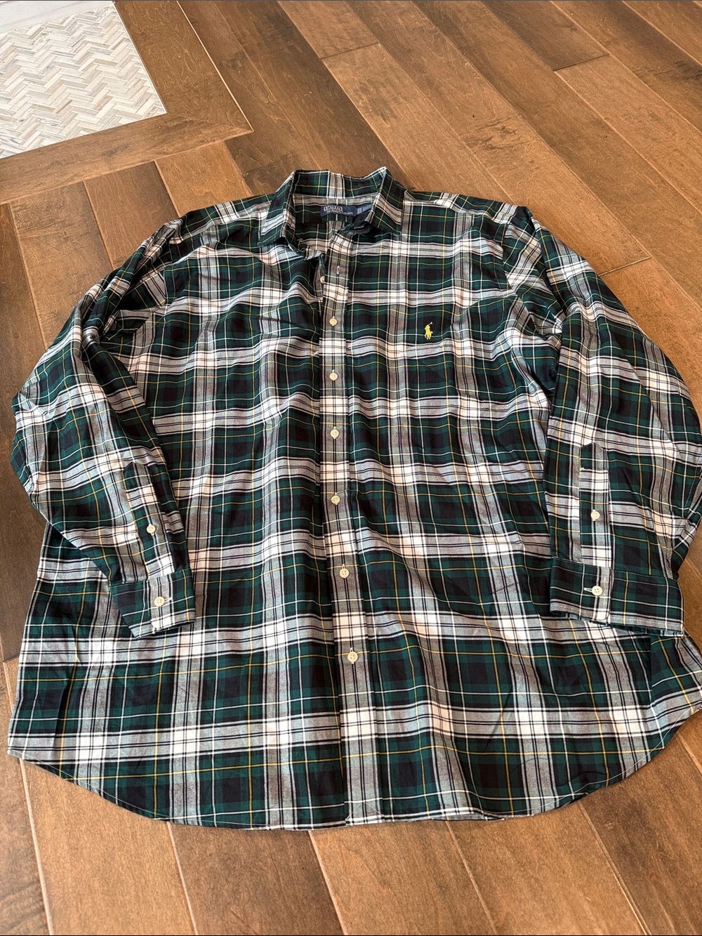 Polo by Ralph Lauren Dark Green and Black Plaid Button-Down Shirt